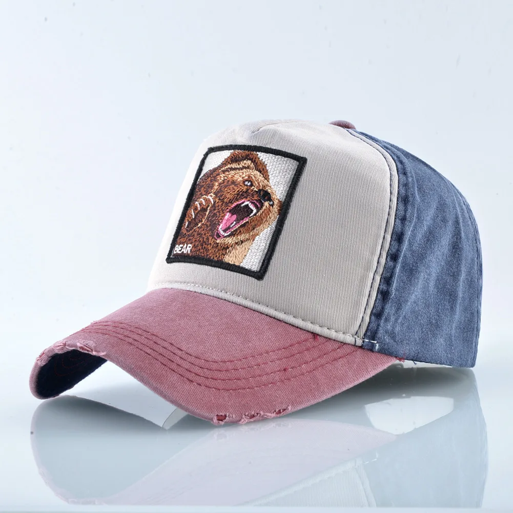 Fashion Animal bear Trucker Hat for Men Women Hip Hop Cotton Baseball Cap Summer Breathable Mesh Casual Visor Cap Snapback Hat