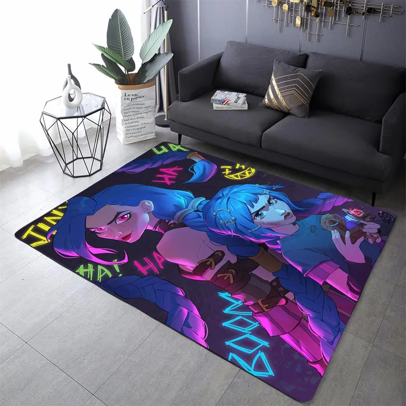 

Мультяшный Jinx Arcane: ковер «Лига Легенд» для гостиной, коврики, нескользящий коврик для ванной, коврик для входной двери, ковер с принтом