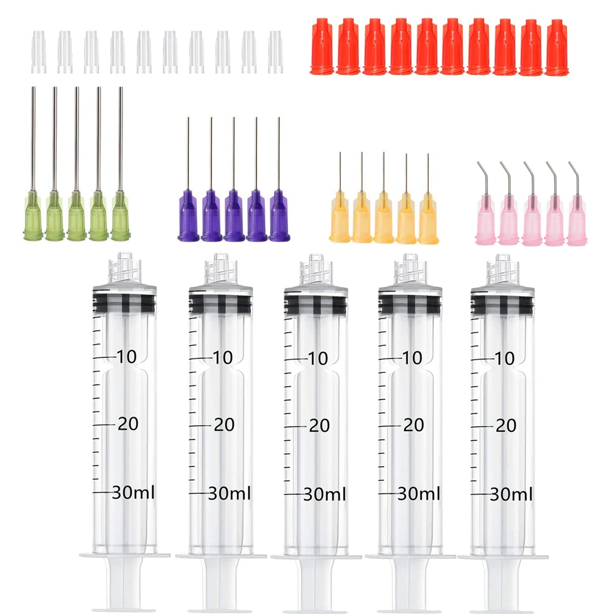 3-100ml Capacity Syringe Crimp Sealed with Blunt Needle Tips & Caps Transparent Syringes For Industrial Glue Oil Ink Usage |