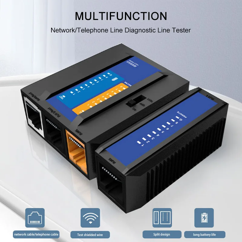 Multi-network tester RJ45 CABLE TEST 3-RJ45 port+1 RJ11port Support POE Switch online test network cable telephone cable
