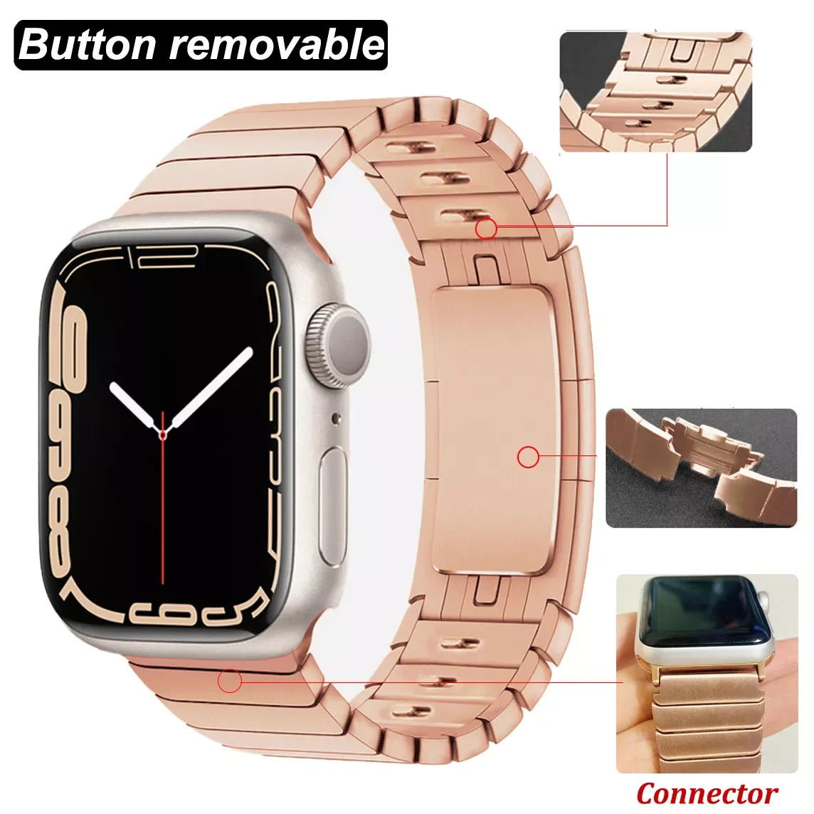 Luxury official link bracelet for apple watch series 7 41mm 45mm stainless steel strap 44 40mm for iwatch 6/5/4/3 band 38mm 42mm