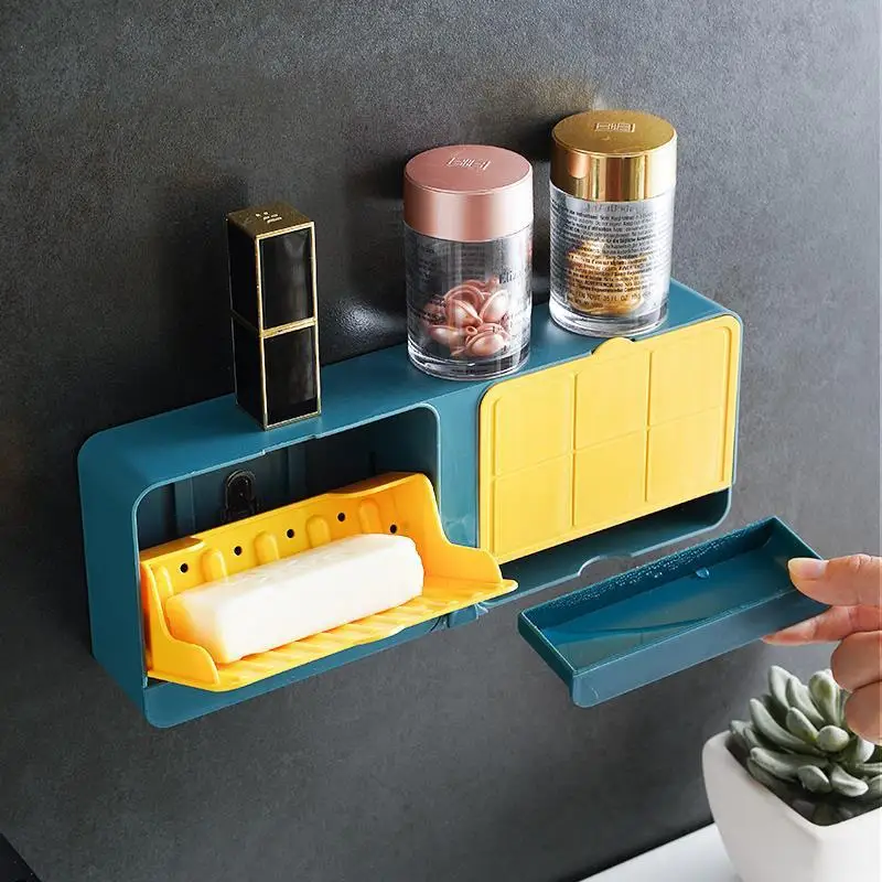 

Bathroom Soap Sink Dish Paste Wall Mounted Soap Holder Toilet Storage Rack Punch-free Detachable Storage Disk Accessories Box