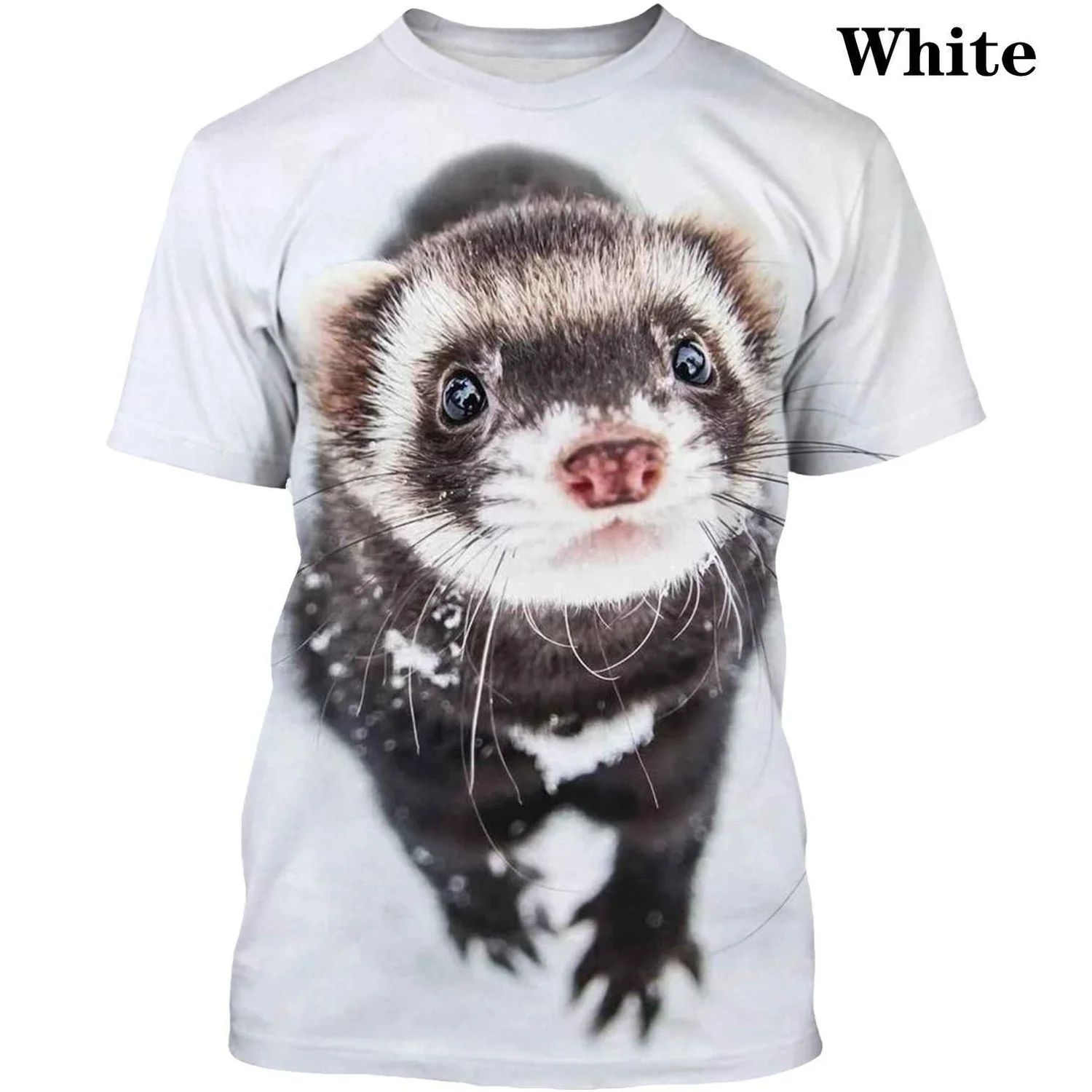 Летняя новая футболка с 3D-принтом для мужчин и женщин милым хорьком Повседневная