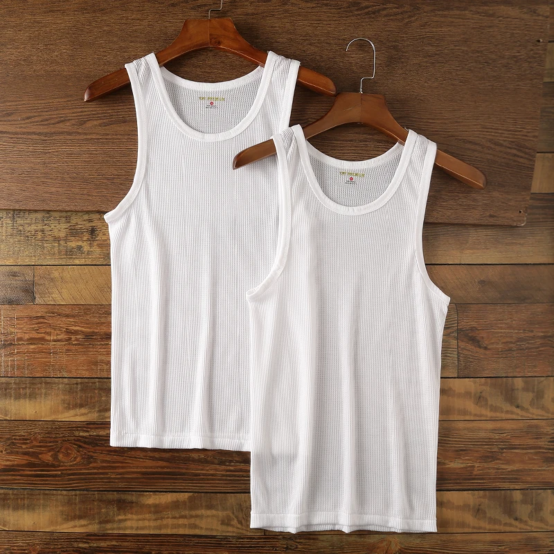 

2pcs/Lot Cost-effective Cotton Breathable Comfortable Sweat-absorbent Men's White Base Vest Sleeveless Men