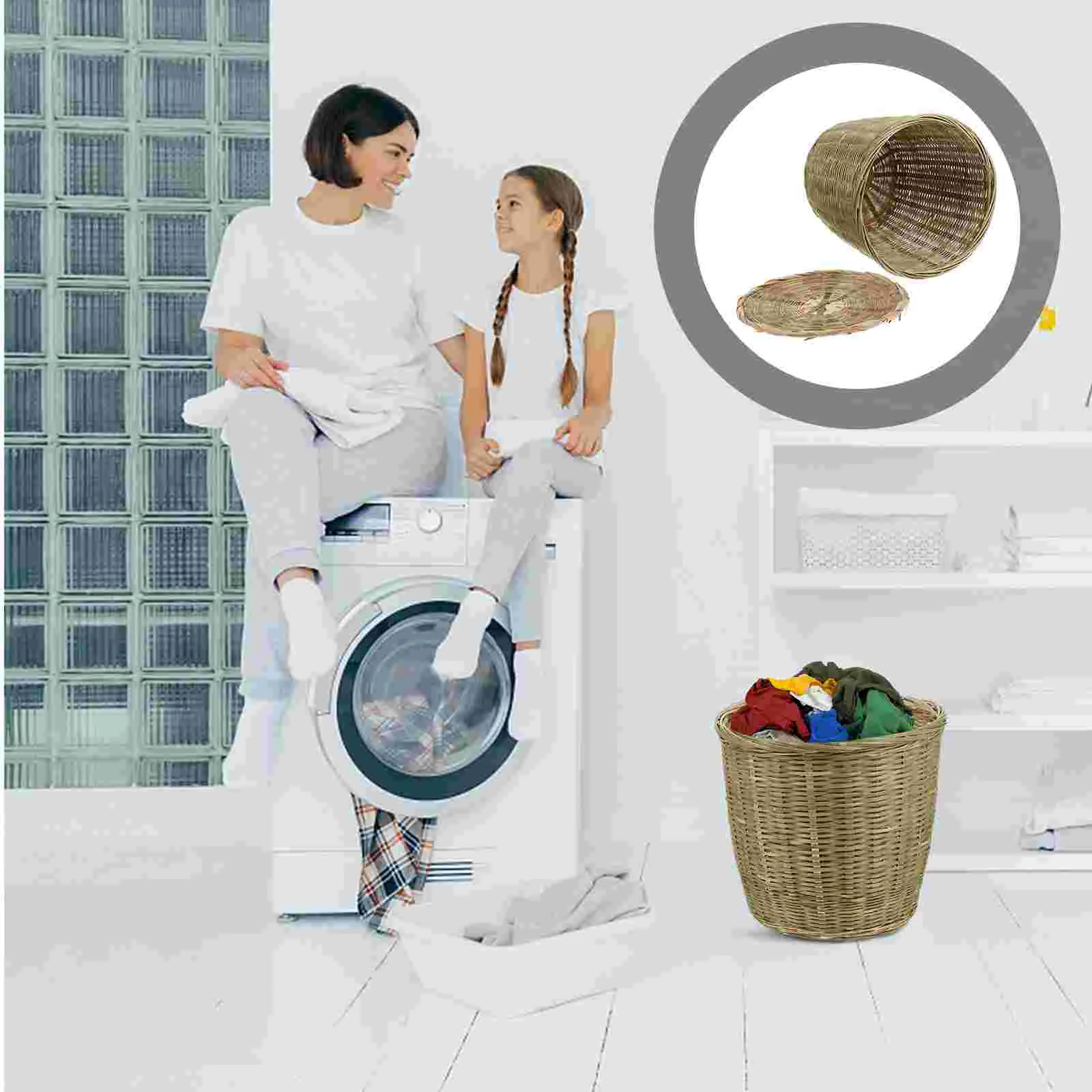 

Basket Woven Waste Storage Trash Bin Baskets Can Wicker Seagrass Rattanyour Bedroom Trashcanhamper Pot Kitchen Containerplant