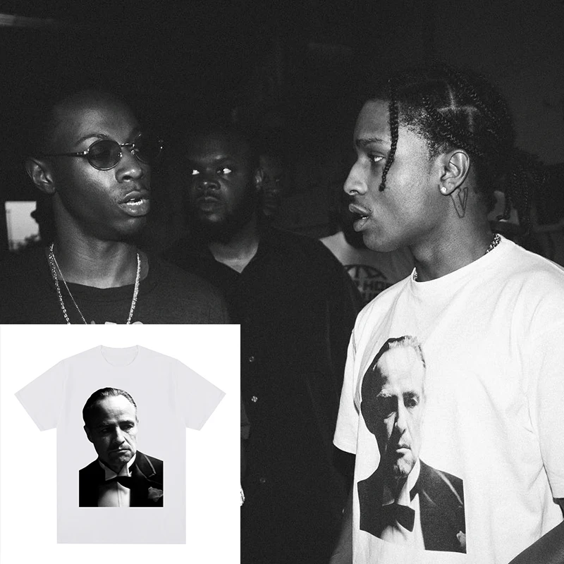 

ASAP godfather hip hop Harajuku Portrait Graphic Aesthetics Casual Loose Couple t-shirt Cotton Men T shirt New TEE TSHIRT Womens