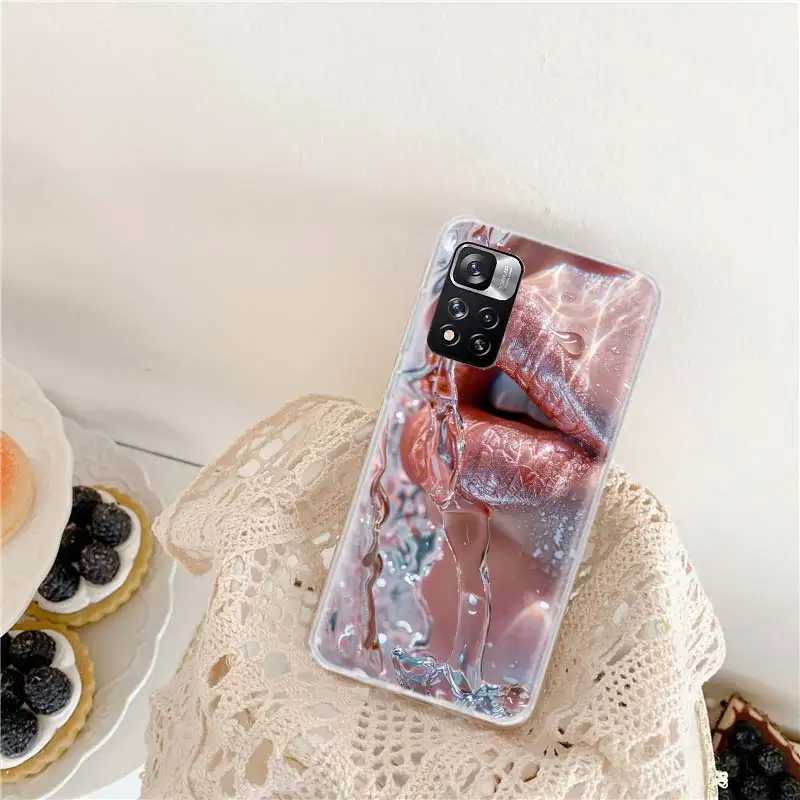 Чехол для телефона Passionate Sexy Fiery Red Lips Xiaomi Redmi Note 13 Pro+ 5G 10 10A 10C 12 12C 9 9A 9C 9T 8 8A 7 7A 6 K60 K70 Pr