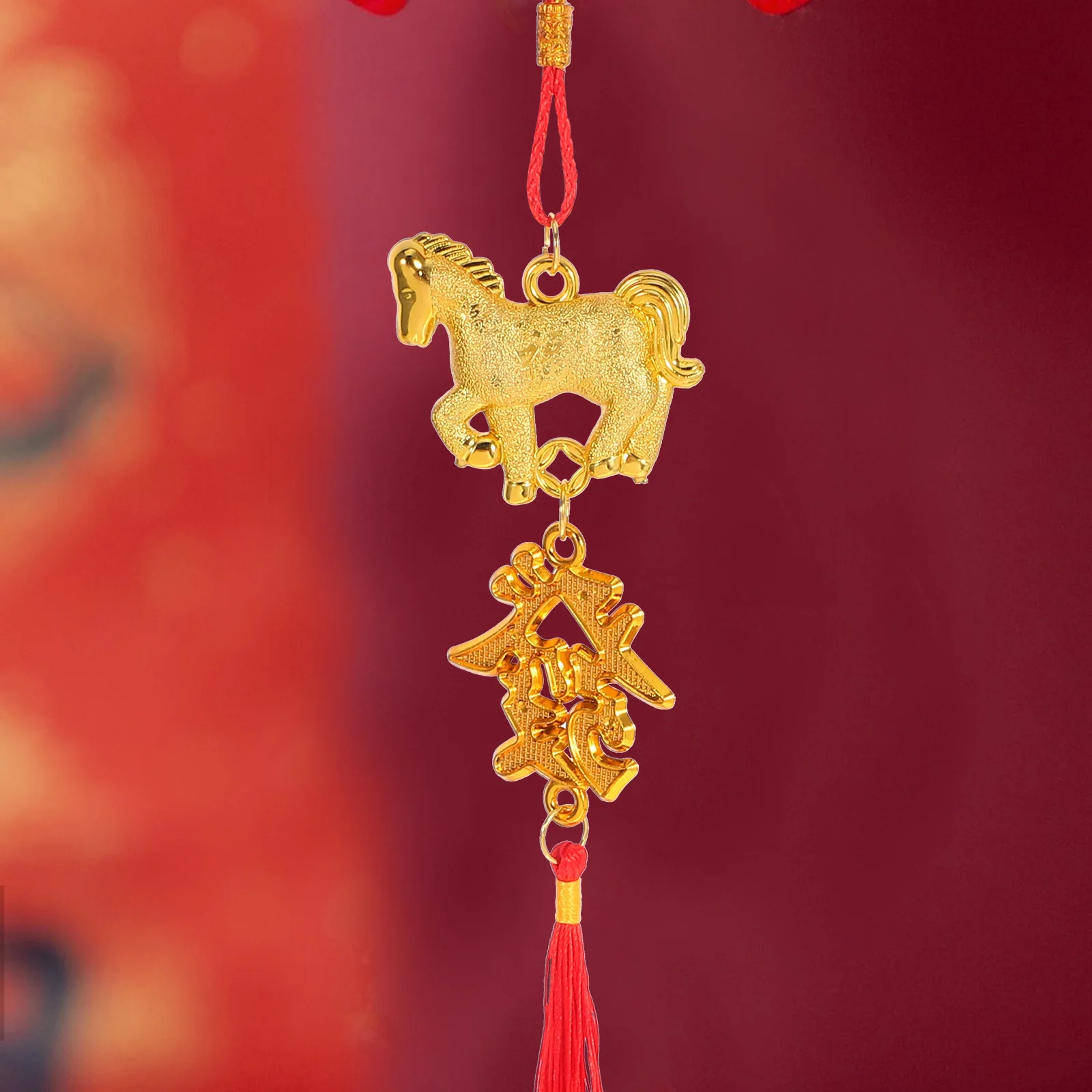 6 шт. Красные подвесок с кисточками, дизайн лошади, китайский орнамент