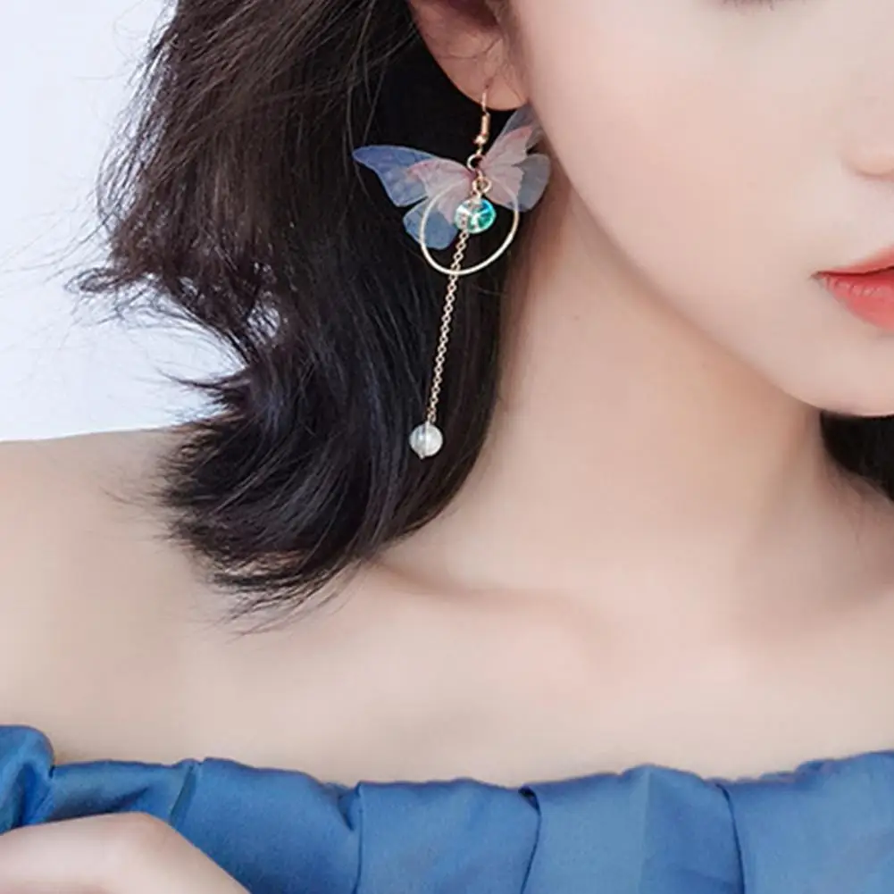 

Personality Lightweight Asymmetric Butterflies Long Earrings Fashion Jewelry