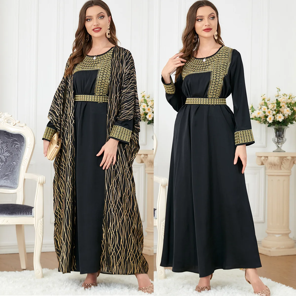Two-piece Abaya Muslim sets veil Middle East Women's Wear Arab Costume Dress Women's Muslim dress Women's robe Islamic dresses