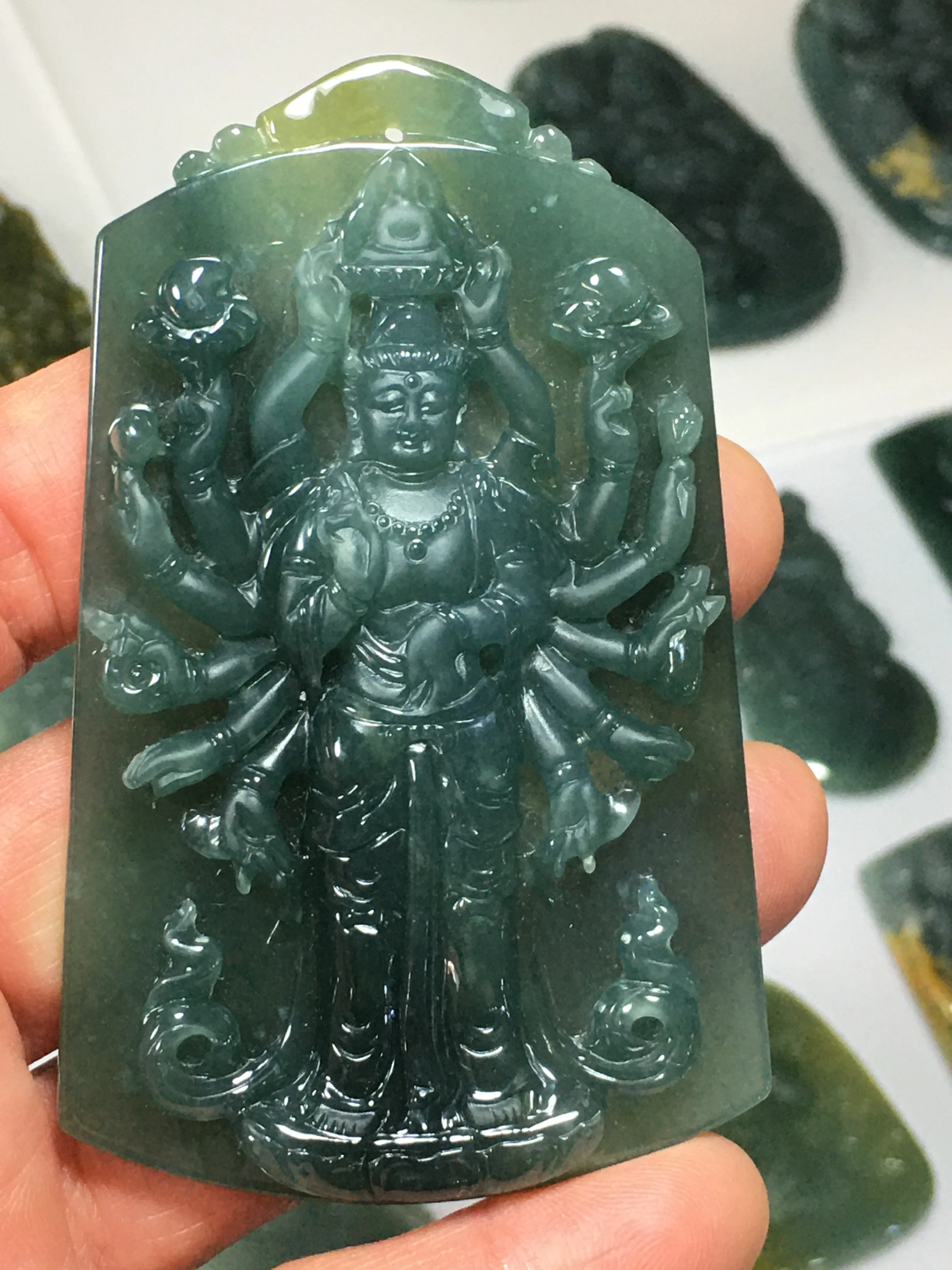 

Natural A Myanmar jade Buddha guan yin handcarved green jade pendant jade necklace pendants jewelry jade necklaces women men