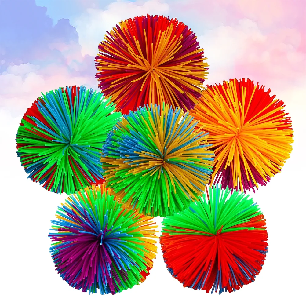 

Balls Stringybouncy Sensory Fidget Pom Puffer Stress String Silicone Rainbow Set Colorful Office Play Fluffy Bouncing Kids