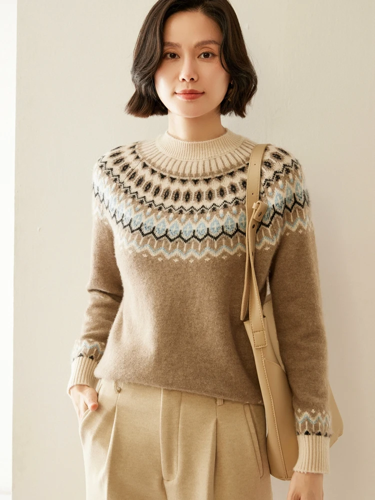 Новый женский пуловер из 100% кашемира винтажный кашемировый свитер Faire Isle