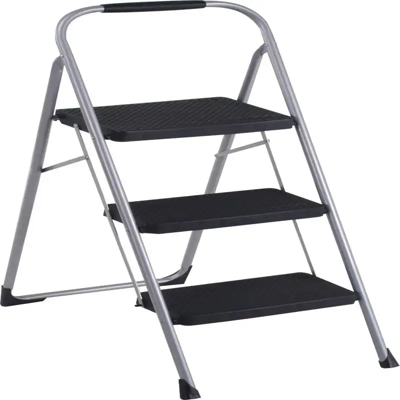 

Three Step Big Step Folding Step Stool with Rubber Hand Grip