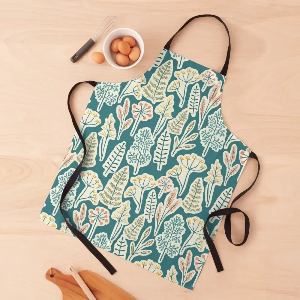 Травяная луговая - синий фартук Одежда для приготовления пищи Кухонные