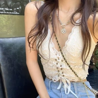 t shirt women sexy backless sling cutout drawstring lace slim fit top female casual outing vacation clothing new 2022