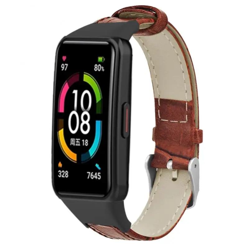 

Strap For Huawei Honor Band 6 Genuine Leather Smart Watch Bracelet for Honor 6 Wristband Replacement Strap For Huawei Band 6
