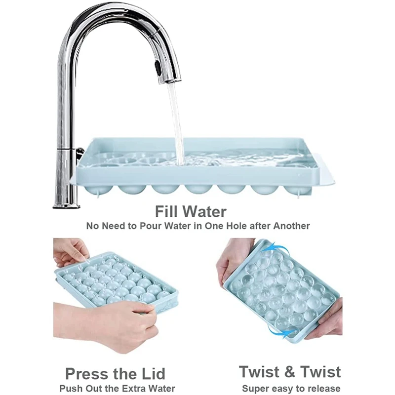 Шаровидная форма для льда Hot-Round Ice-Cube Trays Maker Mold для заморозки, создания круглых кубиков льда и охлаждения коктейлей.