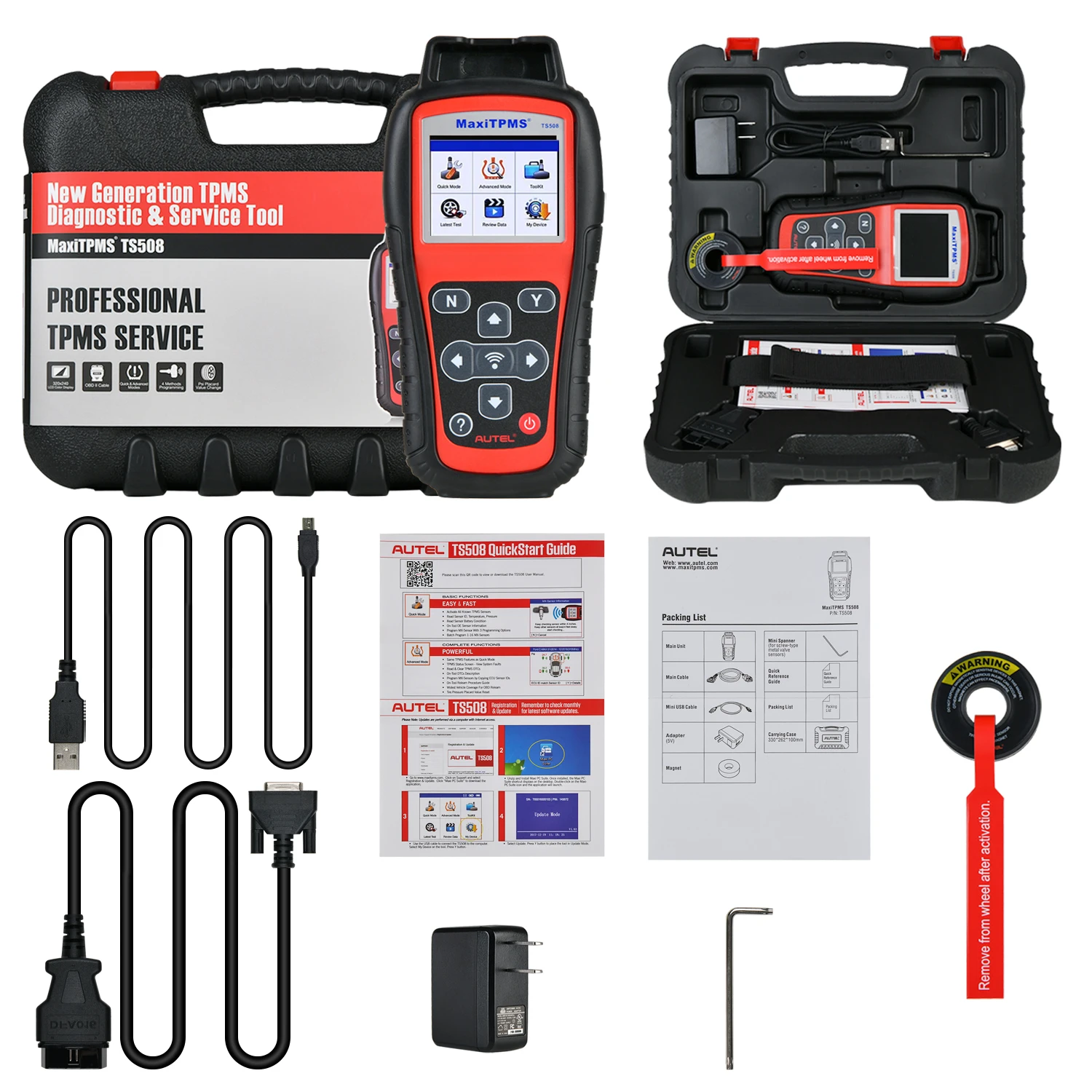 

Autel MaxiTPMS TS508 TPMS Diagnostic Tool with 8pc MX-Sensor 433MHZ/315MHZ Professional Tire Pressure Tool Programming MX-Sensor