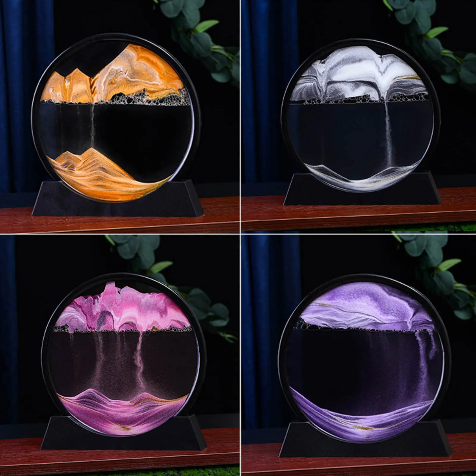 

Креативная картина с движущимся песком, 3D Динамическая картина с сыпучим песком, искусственные украшения, круглая стеклянная картина с изо...