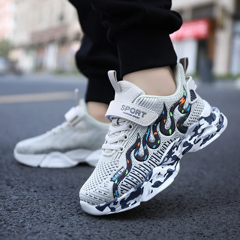Children's Casual Sneaker Free Shipping New Promotiom Mesh Lace Up Breathable Anti-skid Kid Shoes for Boy Jogging Sport Shoes