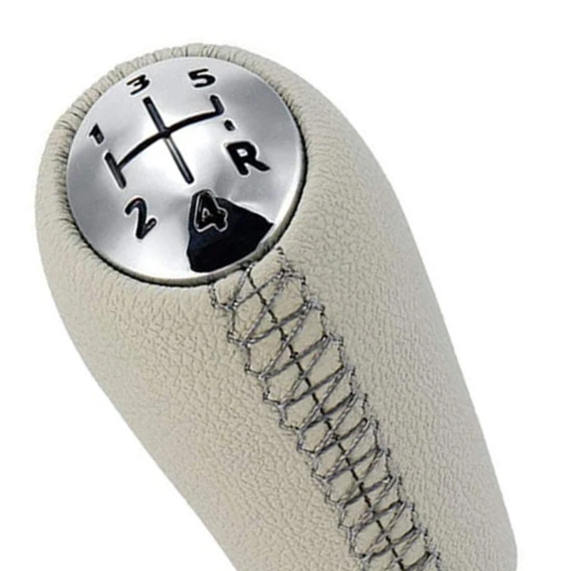 Ручка переключения передач 5 скоростей кожаная ручка MT шариковая головка бежевая