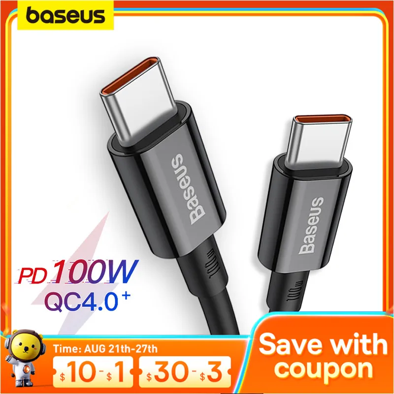 

Baseus 100W USB C to USB Type C Cable for MacBook Pro Quick Charge 4.0 Fast Charging for iPad Samsung Xiaomi mi 10 Charge Cable