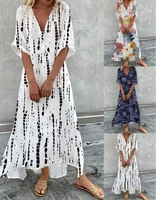 women new loose floral vintage ruffles befree dress large big summer short sleeve party elegant maxi dresses plus sizes