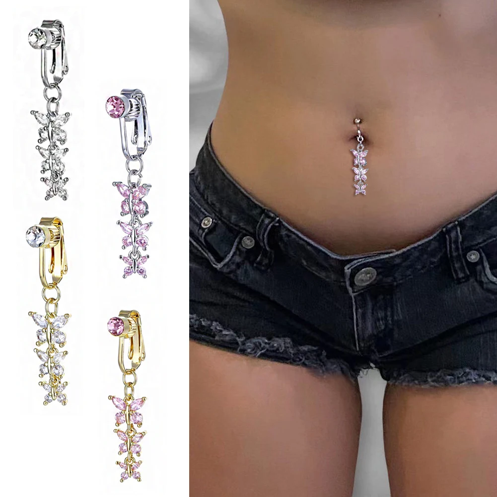 

Faux Fake Belly Butterfly Fake Belly Piercing Butterfly Clip On Umbilical Navel Fake Pircing Butterfly Cartilage Earring Clip