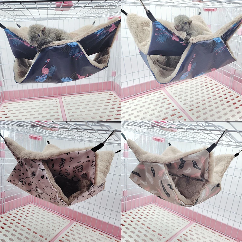 

Pet Guinea Pig Hanging Bed Hamster House Chinchilla Cage Comfortable Squirrel Double-layer Plush Cotton Nest Small Pet Supplies