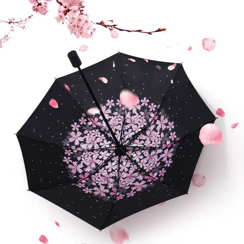 

NEW Cute Print Sun Rain Lightweight Umbrella Women Mini Umbrella 3 Folding Sunny Parasol Protable Sombrilla Travel UV Umbrella