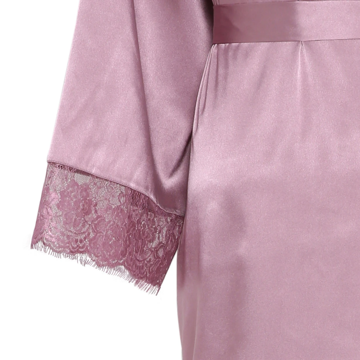 Women Sexy Gray Large Plain Bride Kimono Satin Silk Lace Robe Sleepwear Dress Gown Wedding Robe Bathrobe Ladies Long Gowns New