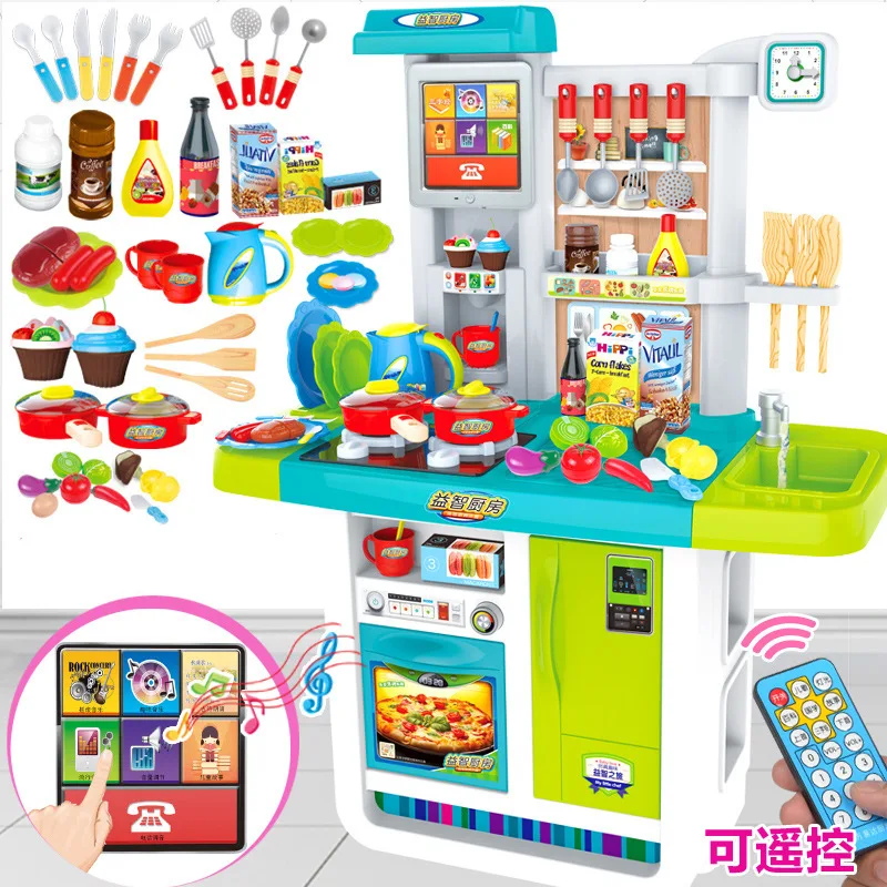 

[Funny] Large size 100cm high touch screen remote control Kitchen toy real water tap electronic sound sound kitchen cooking toy
