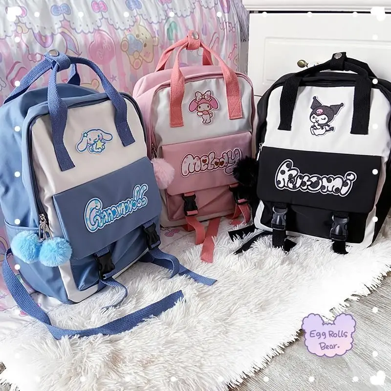 

16 Inch Sanrios Kawaii Series Cinnamoroll Kuromi My Melody Versatile Cartoon Cute Girl Student Backpack Schoolbag
