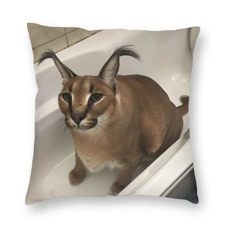 Floppa Cute Meme Cushion Cover 40x40 Home Decor 3D Print Funny Caracal Cat Throw Pillow Case for Living Room Double-sided