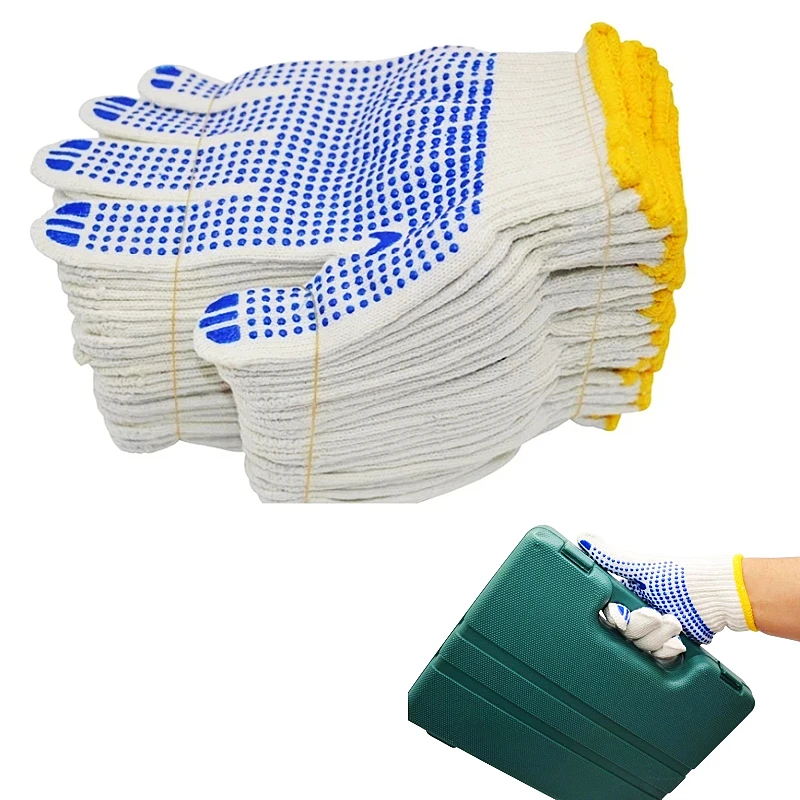 

Labor 700 grams of plastic yarn gloves point glue glove cotton antiskid point bead gloves