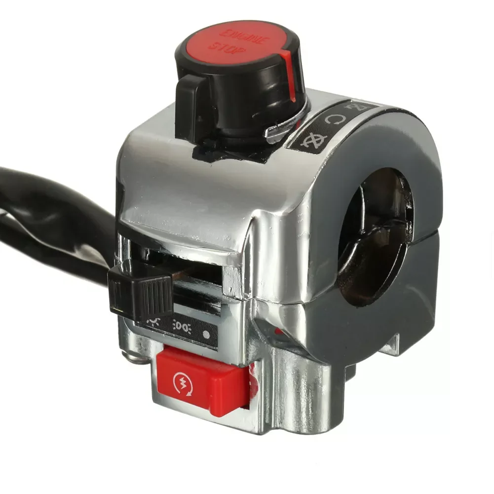 

Engine Start Handlebar Turn Signal Light Chrome Casing Control Switch Universal Electrical Motorcycle Part Integrated