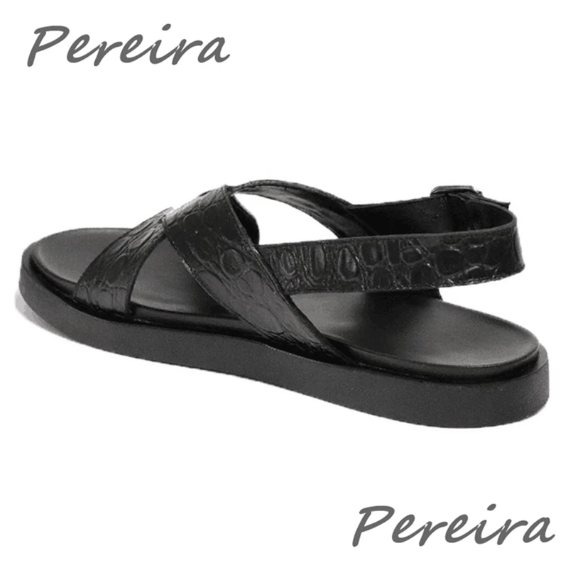 Сандалии мужские с крокодиловым узором модные повседневные босоножки из