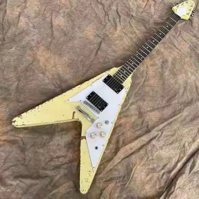 

Irregular electric guitar, worn out body, matte, black EMG pickup, black accessories, in stock, quick shipping
