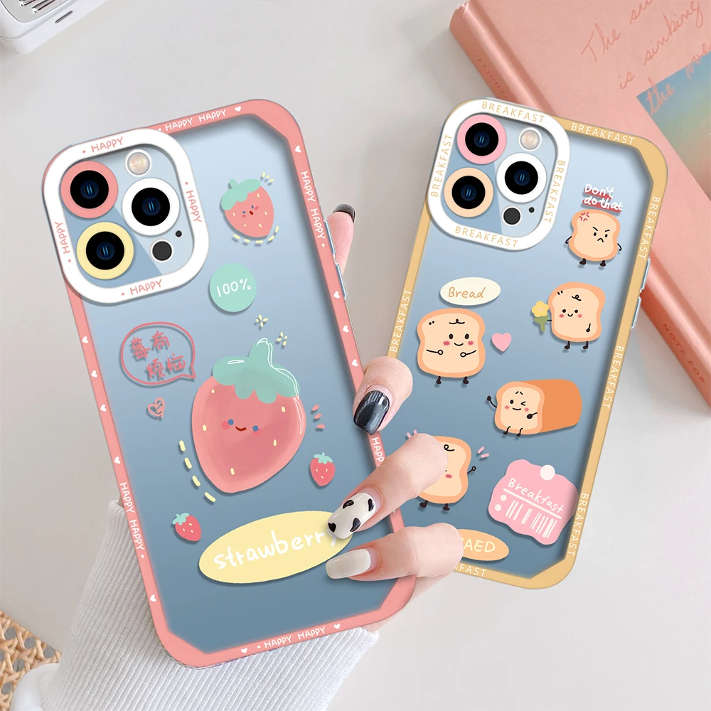

Cute Fruit Foods Coque Phone Case for iPhone 13 12 Mini 11 Pro Max XS X XR 7 8 Plus SE 2020 Transparent Soft TPU Back Cover Capa