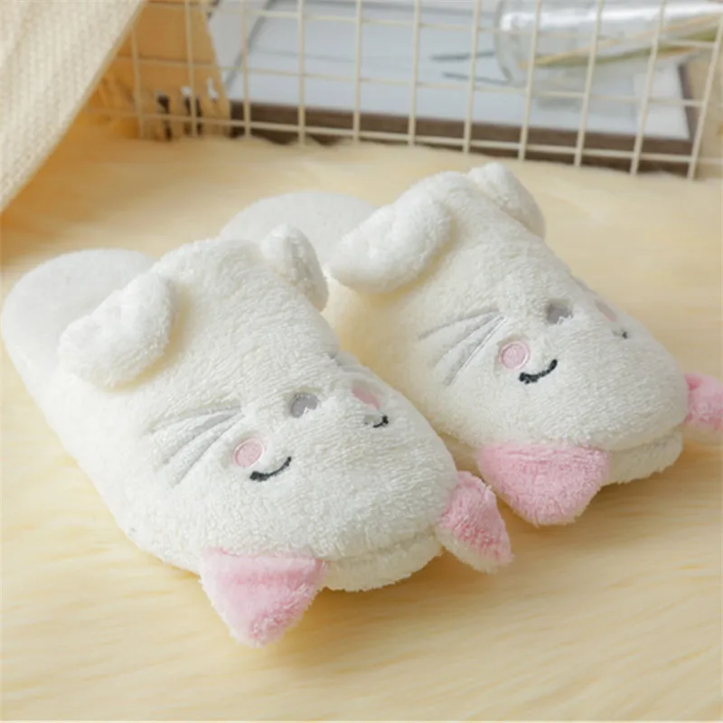 Новые зимние женские тапочки хлопковые домашние с котом теплые и Нескользящие