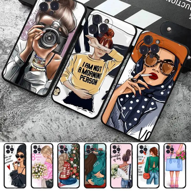 

Fashion Beautiful Girl Pattern Phone Case For iPhone 8 7 6 6S Plus X SE 2020 XR XS 14 11 12 13 Mini Pro Max Mobile Case