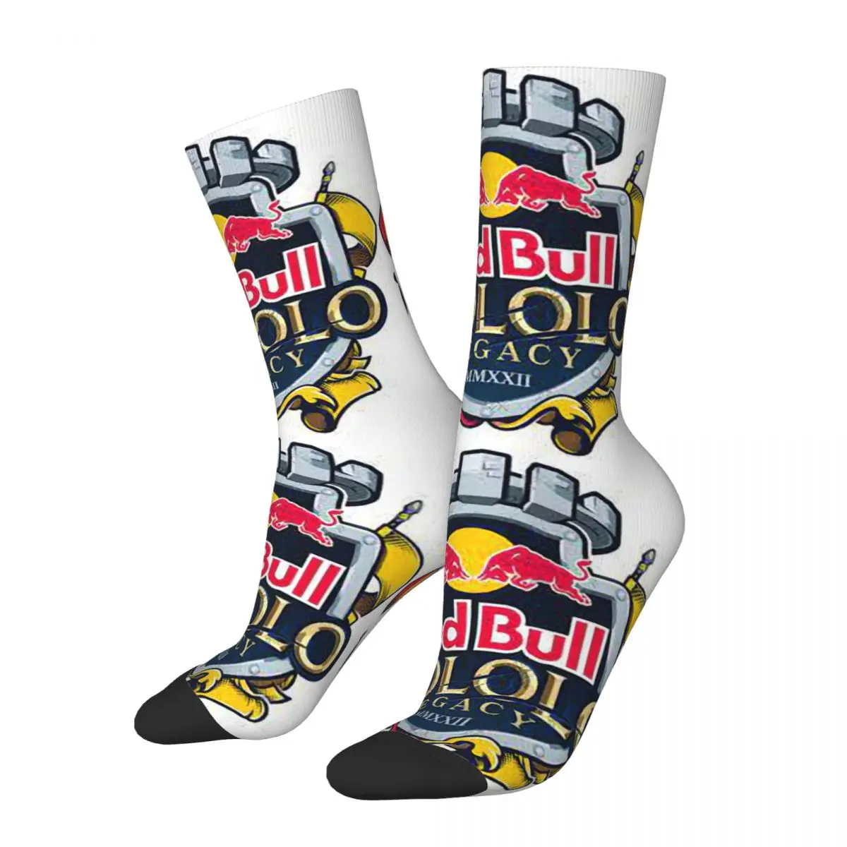 

Забавные сумасшедшие носки для мужчин, винтажные красные Компрессионные носки с рисунком в стиле хип-хоп с надписью Double-Bull, высокого качест...