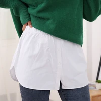 fashion women fake hem skirts elastic waist a line false skirt solid color white black buttons detachable underskirt apron
