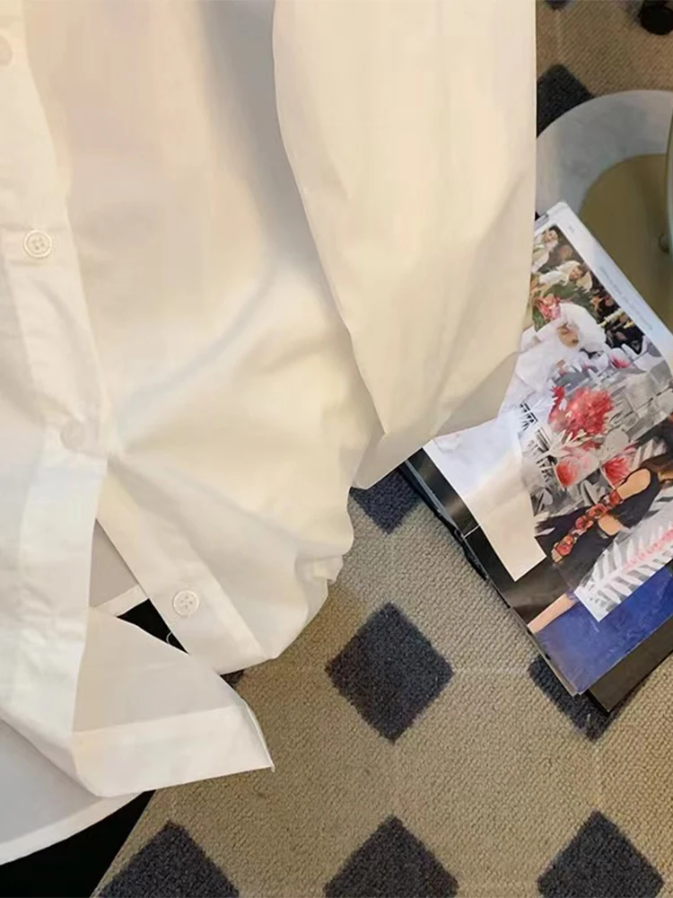 Женские белые рубашки и блузки с воротником поло 90-х Эстетическая винтажная