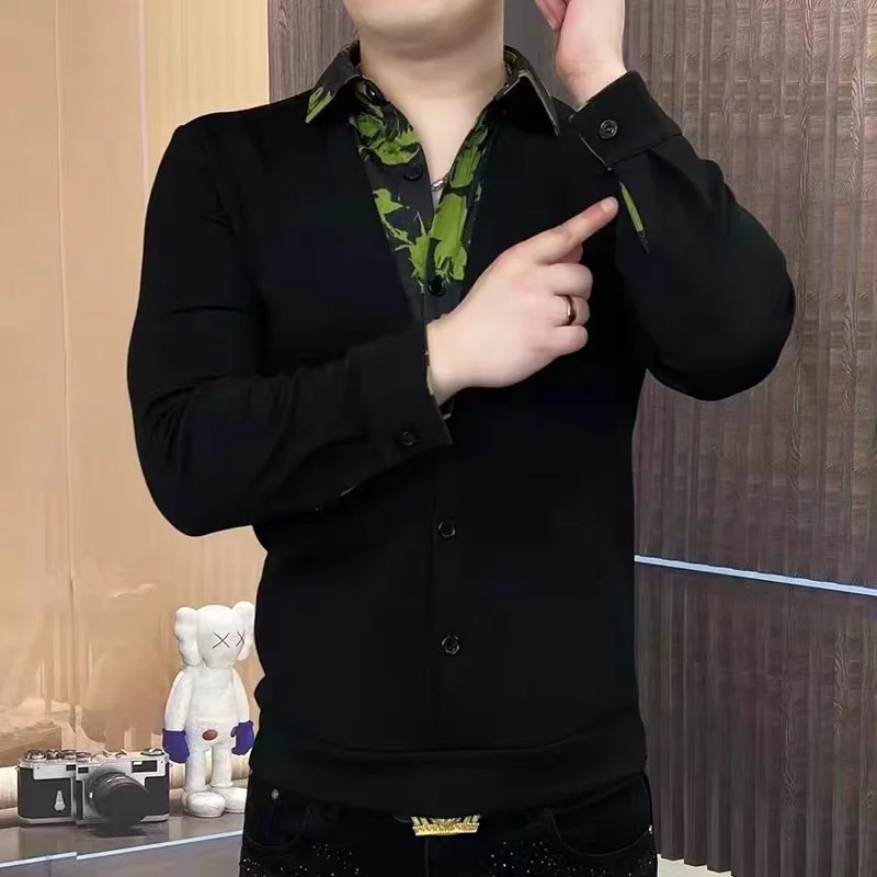 Liangge Мужская высококачественная осенняя рубашка-поло с длинными рукавами и