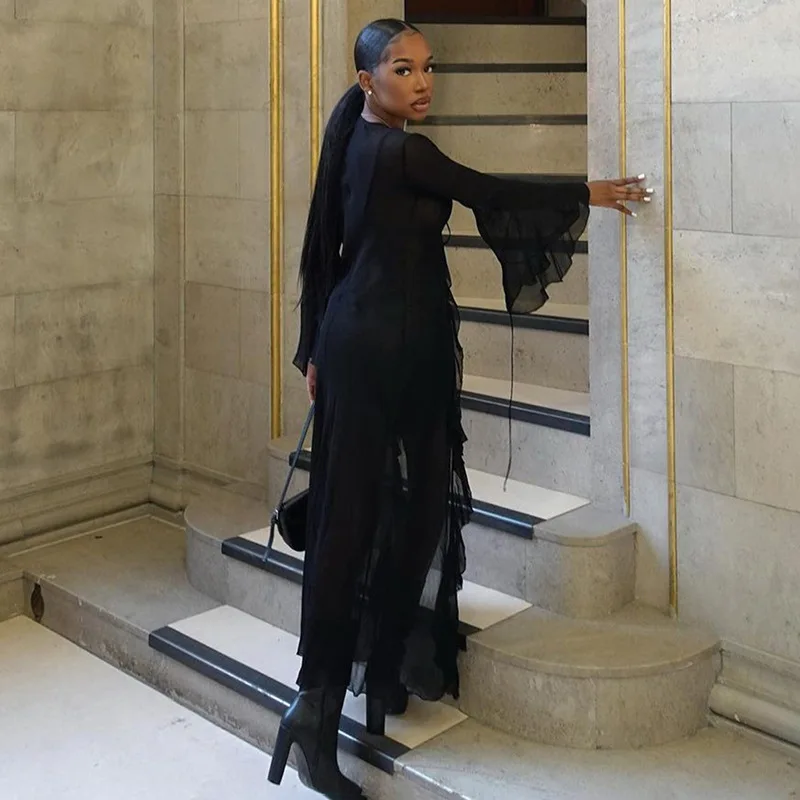 Женское черное пляжное платье из прозрачной сетки женский сексуальный кардиган