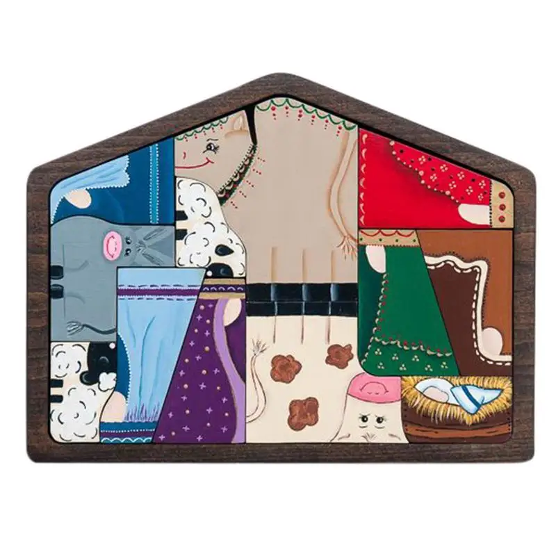 

Wooden Nativity Puzzle Set Jesus Puzzle Statue With Wood Burned Design Christ Birth Of Jesus Puzzle Games For Teens And Children
