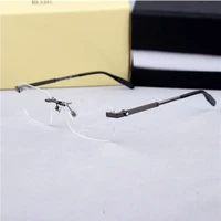 luxury brand high quality square eyeglasses frames rimless business myopia prescription glasses frame men women mb0030