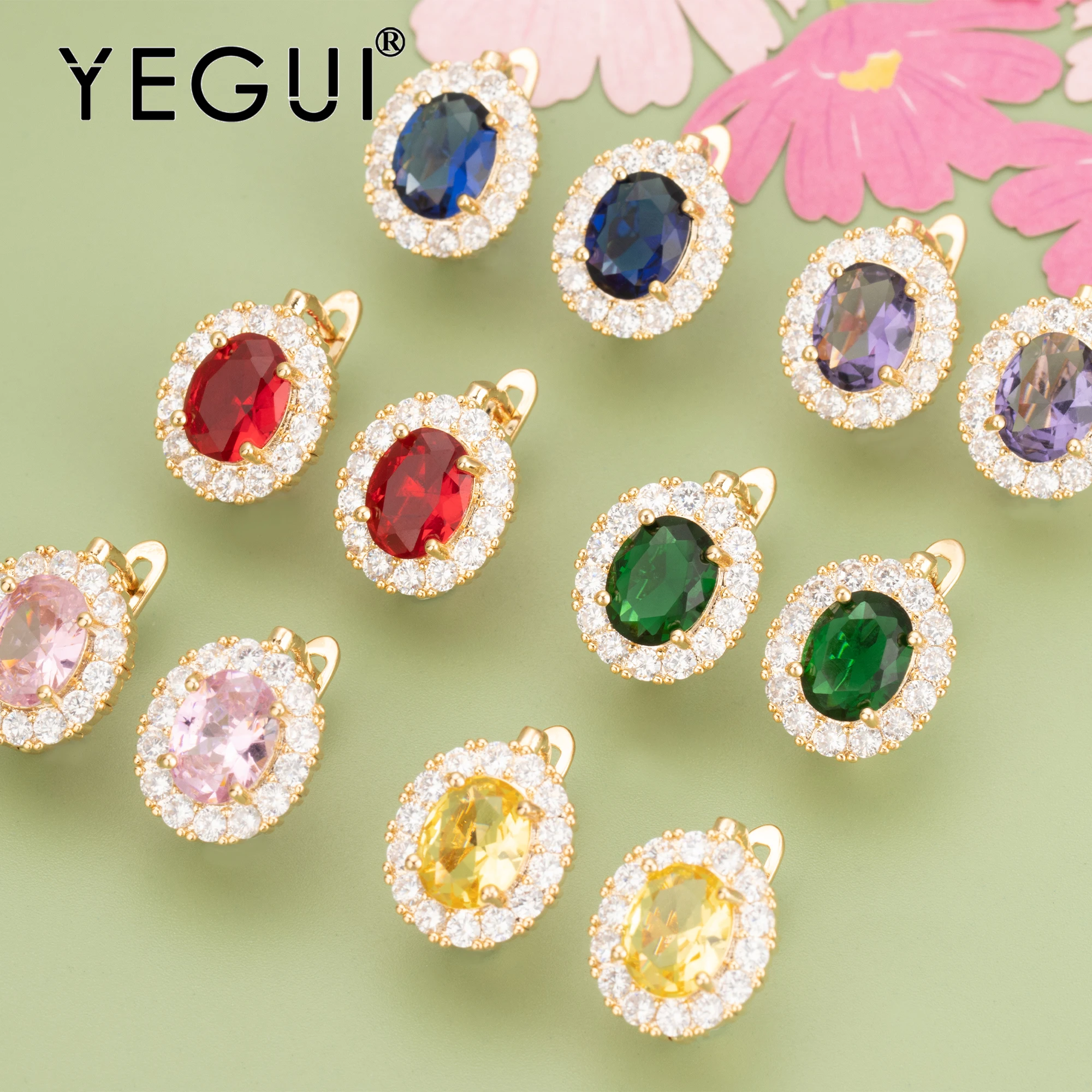 

4 шт./партия, серьги из меди и циркона, без никеля